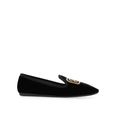 Miu Miu Logo-embroidered Velvet Slippers In Black
