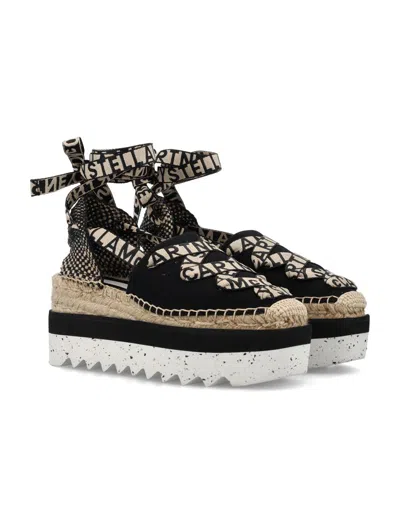 Stella Mccartney Black Organic Canvas Gaia Platform Espadrilles In Deep