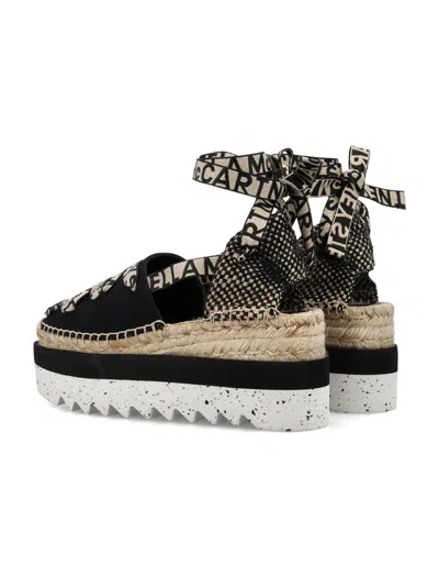Stella Mccartney Black Organic Canvas Gaia Platform Espadrilles In Deep