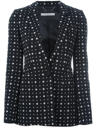 Givenchy Micro Geometric-print Tailored Jacket In Black
