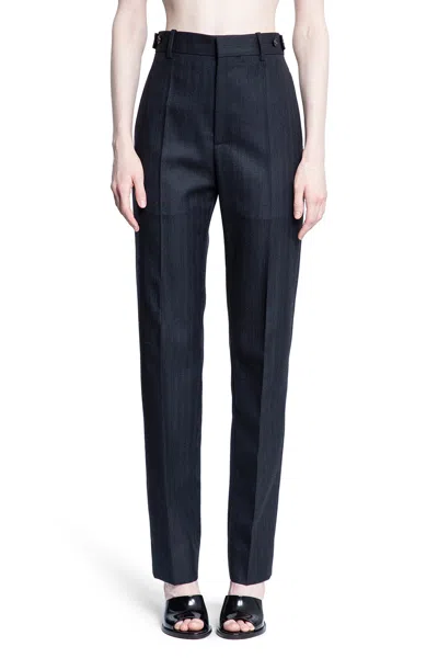 Bottega Veneta Pantaloni Di Lana A Righe Sottili In Blue