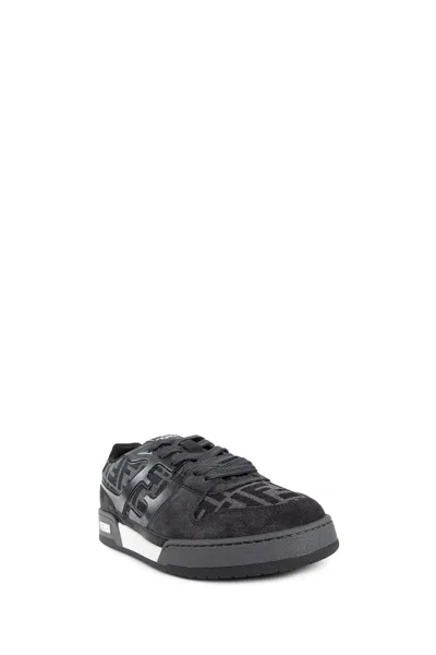 Fendi Low-top Round Toe Rubber Sole Sneakers In Grey