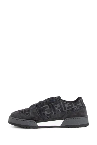 Fendi Low-top Round Toe Rubber Sole Sneakers In Grey
