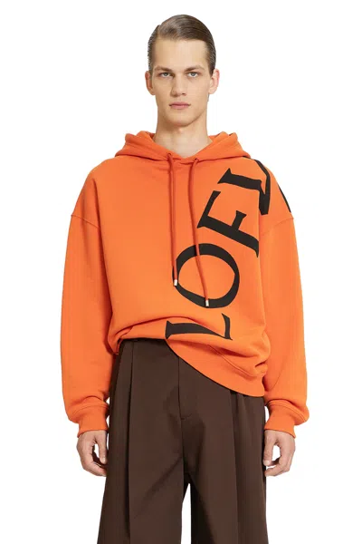 Loewe Logo-print Cotton-jersey Hoodie In Orange