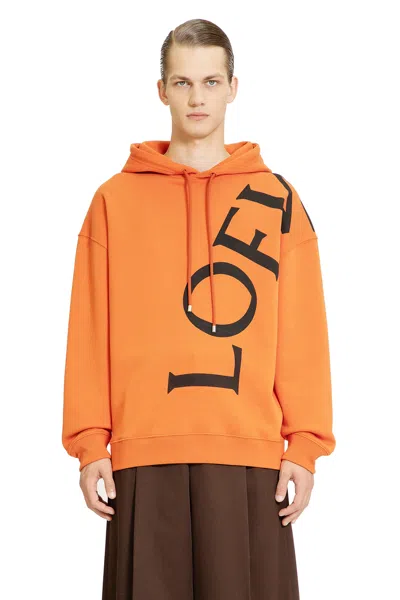 Loewe Logo-print Cotton-jersey Hoodie In Orange