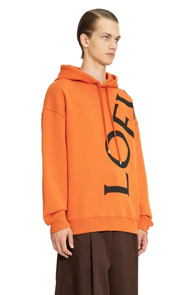 Loewe Logo-print Cotton-jersey Hoodie In Orange