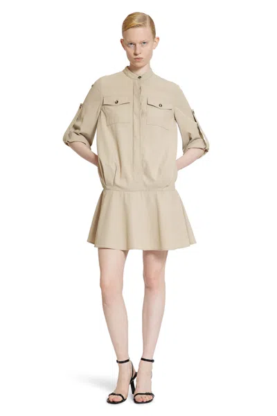 Loewe Mini Dress Cotton Adjustable Sleeves In Beige