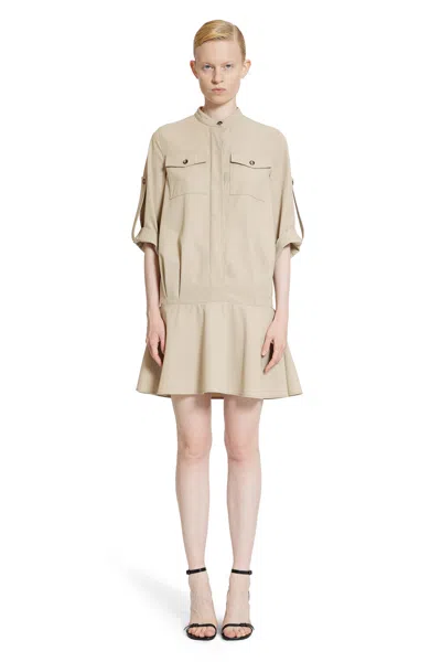 Loewe Mini Dress Cotton Adjustable Sleeves In Beige