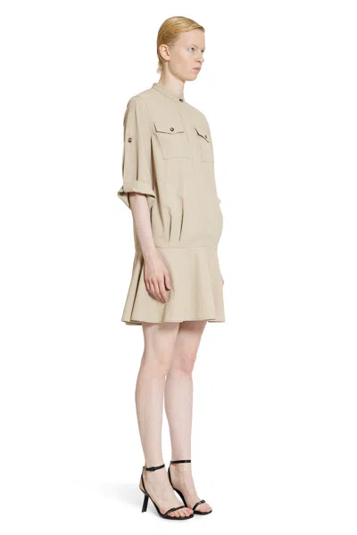 Loewe Mini Dress Cotton Adjustable Sleeves In Beige