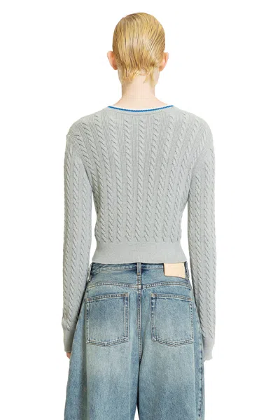 Loewe Cable-knit Cropped Cotton Sweater In Grey