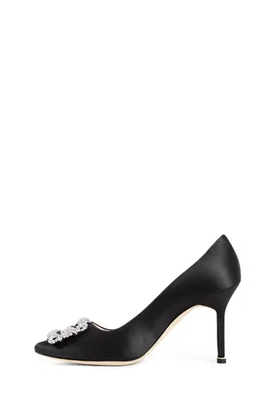 Manolo Blahnik 105mm Hangisi Satin Pumps In Black