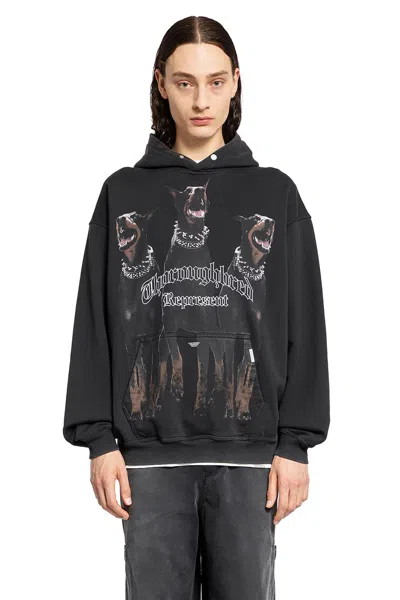 Represent Black Hoodie With Fixed Hood And Maxi Print On The Front In Cotton Man In Black
