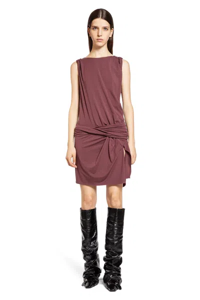 Attico Mini Dress Slim Con Scollo Ampio In Purple