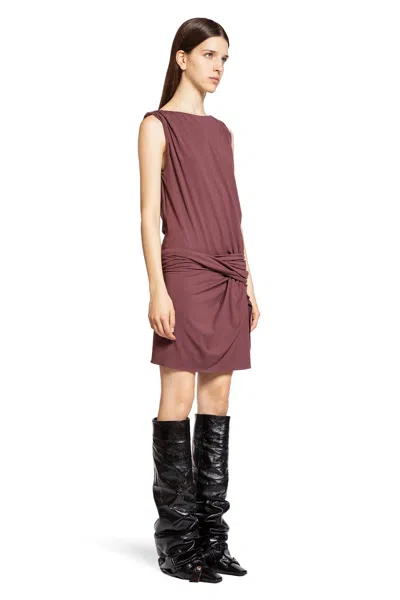 Attico Mini Dress Slim Con Scollo Ampio In Purple