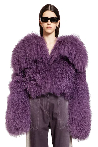 Attico Mongolia Fur Bomber Jacket In Violet In Purple