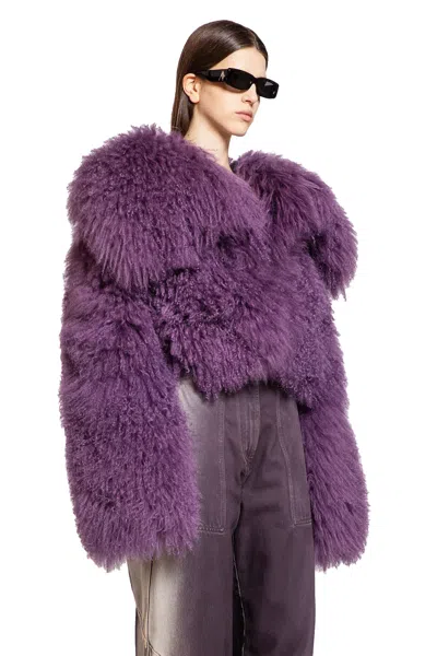Attico Mongolia Fur Bomber Jacket In Violet In Purple