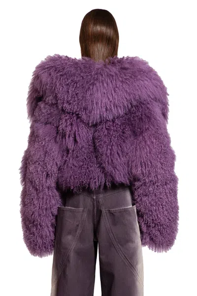 Attico Mongolia Fur Bomber Jacket In Violet In Purple