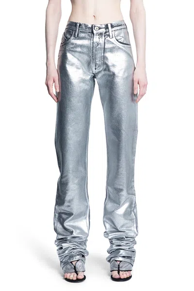 Attico Woman Silver Jeans In Silver