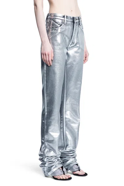 Attico Woman Silver Jeans In Silver