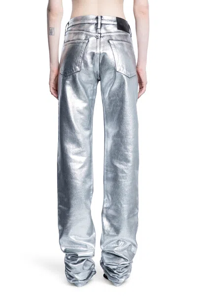 Attico Woman Silver Jeans In Silver