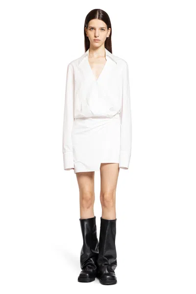 Attico Mini Wrap Chemisier Dress With In White