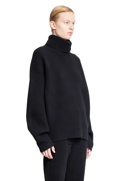 Totême Black Heavyweight Turtleneck In Black
