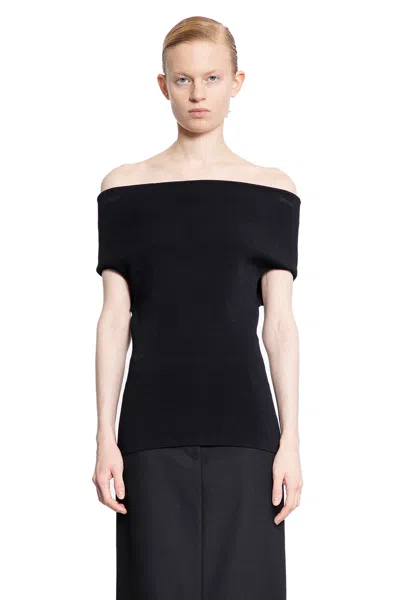 Totême Off-shoulder Evening Viscose Blend Top In Black