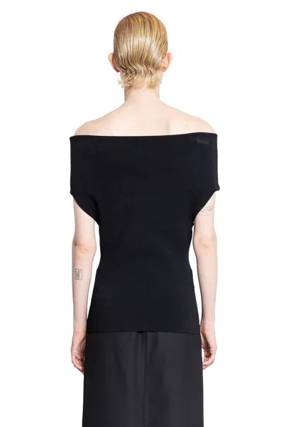 Totême Off-shoulder Evening Viscose Blend Top In Black