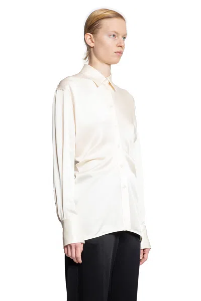 Totême Toteme Slouch Waist Satin Button-up Shirt In Off-white