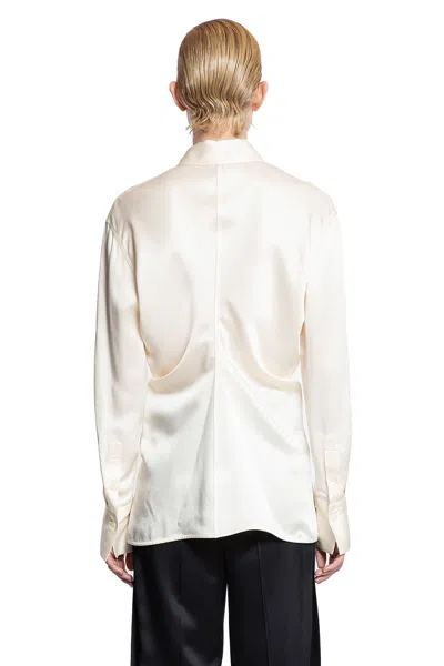 Totême Toteme Slouch Waist Satin Button-up Shirt In Off-white