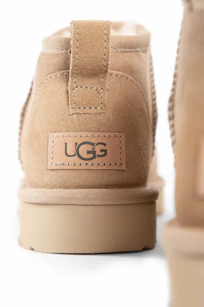 Ugg 10mm Classic Ultra Mini Shearling Boots In Beige