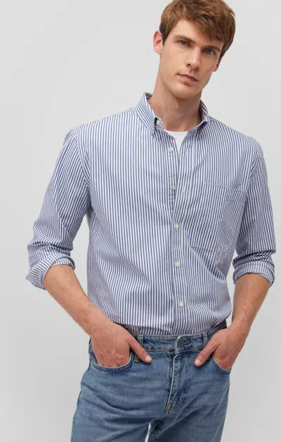 Mavi Striped Button-up Long Sleeve Shirt In True Blue In Medium Blue