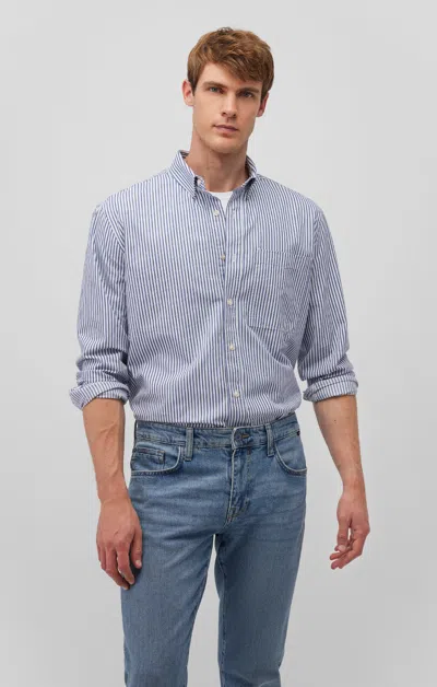 Mavi Striped Button-up Long Sleeve Shirt In True Blue In Medium Blue