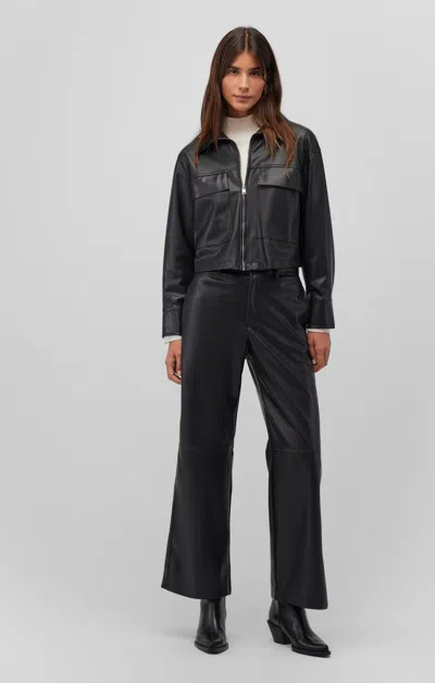 Mavi Faux Leather Wide Leg Pants In Black In Black