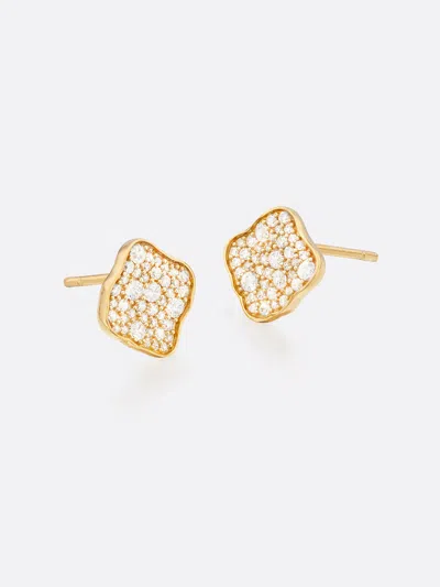 Brochu Walker Petite Fleur Pavé Diamond Stud Earrings In Yellow Gold With Diamonds
