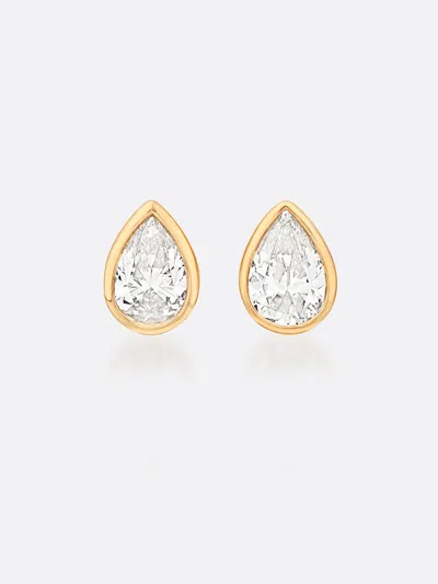 Brochu Walker Romance Pear Diamond Droplet Earrings In Yellow Gold With Diamonds