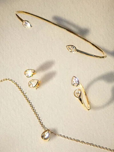 Brochu Walker Romance Pear Diamond Droplet Earrings In Yellow Gold With Diamonds