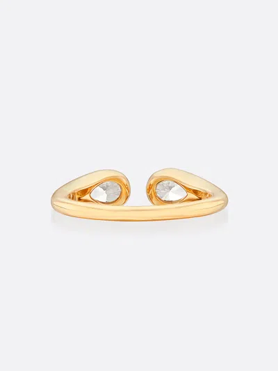 Brochu Walker Romance Pear Diamond Droplet Ring In Yellow Gold With Diamonds
