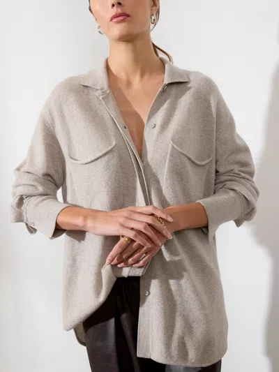 Brochu Walker The Andre Luxe Cashmere Shacket In Light Chia Melange