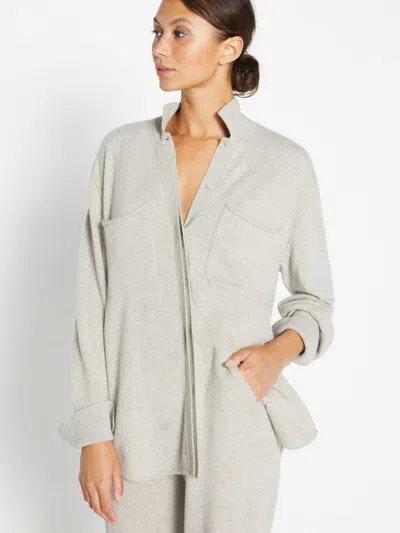 Brochu Walker The Andre Luxe Cashmere Shacket In Light Chia Melange