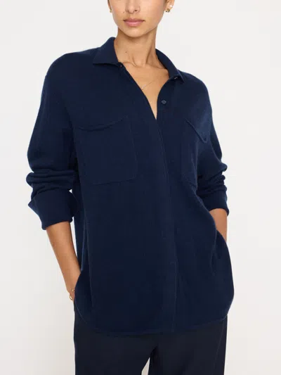 Brochu Walker The Andre Luxe Cashmere Shacket In Baltic Navy