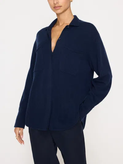 Brochu Walker The Andre Luxe Cashmere Shacket In Baltic Navy