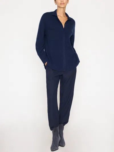 Brochu Walker The Andre Luxe Cashmere Shacket In Baltic Navy