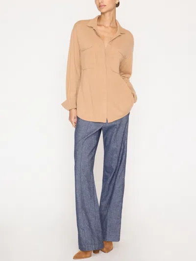 Shop Brochu Walker The Andre Luxe Cashmere Shacket In Camel Mélange
