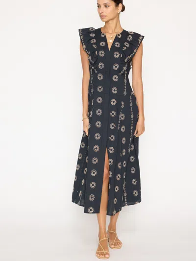 Brochu Walker Aurora Eyelet-embroidered Cotton Midi Dress In Black/beige