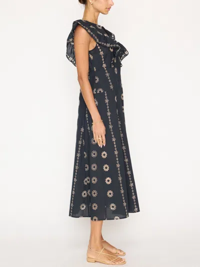 Brochu Walker Aurora Eyelet-embroidered Cotton Midi Dress In Black/beige