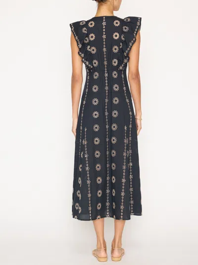 Brochu Walker Aurora Eyelet-embroidered Cotton Midi Dress In Black/beige
