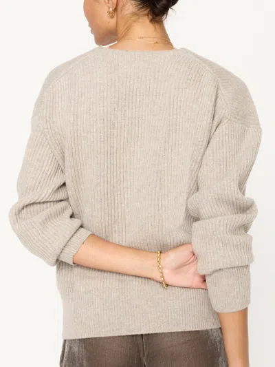 Brochu Walker The Ava Lace V Neck Sweater In Light Chia Mélange Combo