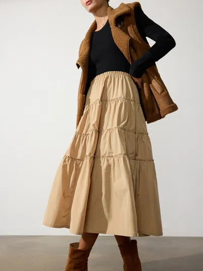 Brochu Walker The Ava Tiered Dress In Camel Combo