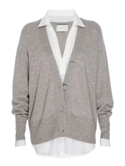 Brochu Walker The Callie Layered Looker Cardigan In Light Chia Melange With White Underlayer